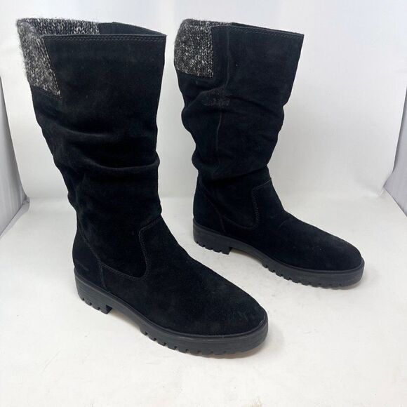 Camper Black Suede Lug Sole Slouch Boots Size 11 - Picture 1 of 11